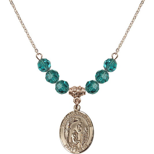 14kt Gold Filled Saint Paul the Hermit Birthstone Necklace with Zircon Beads - 8394