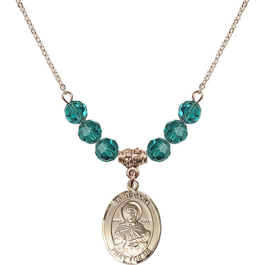 14kt Gold Filled Saint Daria Birthstone Necklace with Zircon Beads - 8396
