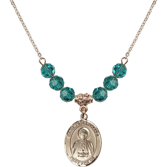 14kt Gold Filled Saint Peter Chanel Birthstone Necklace with Zircon Beads - 8397