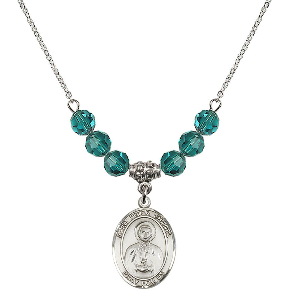 Sterling Silver Saint Peter Chanel Birthstone Necklace with Zircon Beads - 8397