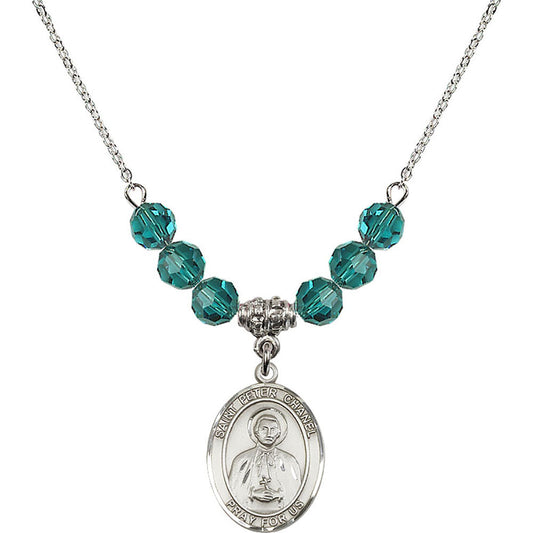 Sterling Silver Saint Peter Chanel Birthstone Necklace with Zircon Beads - 8397