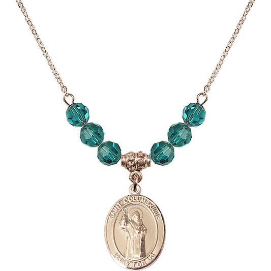14kt Gold Filled Saint Columbkille Birthstone Necklace with Zircon Beads - 8399