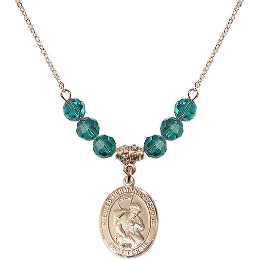 14kt Gold Filled Blessed Herman the Cripple Birthstone Necklace with Zircon Beads - 8403