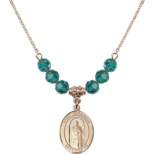 14kt Gold Filled Saint Seraphina Birthstone Necklace with Zircon Beads - 8405