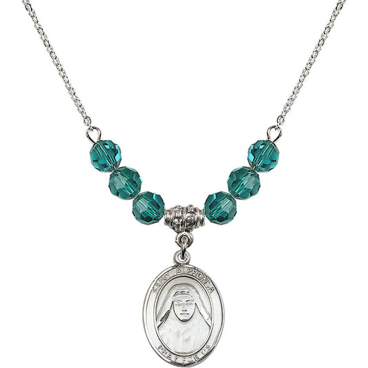 Sterling Silver Saint Alphonsa of India Birthstone Necklace with Zircon Beads - 8406