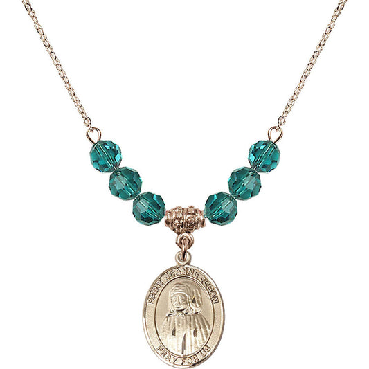 14kt Gold Filled Saint Jeanne Jugan Birthstone Necklace with Zircon Beads - 8409