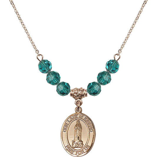 14kt Gold Filled Our Lady of Kibeho Birthstone Necklace with Zircon Beads - 8414