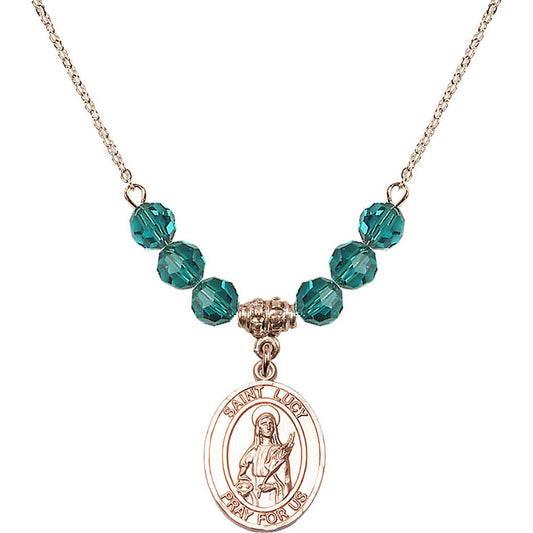14kt Gold Filled Saint Lucy Birthstone Necklace with Zircon Beads - 8422