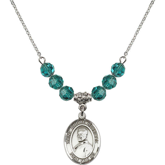 Sterling Silver Saint Andre Bessette Birthstone Necklace with Zircon Beads - 8424