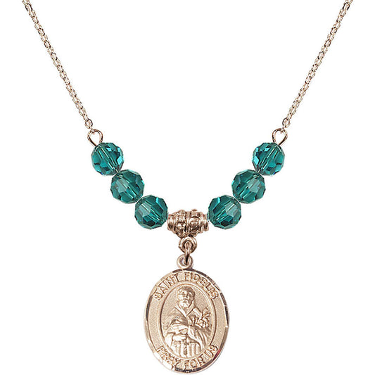 14kt Gold Filled Saint Fidelis Birthstone Necklace with Zircon Beads - 8426