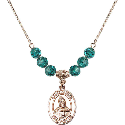 14kt Gold Filled Saint Fabian Birthstone Necklace with Zircon Beads - 8427