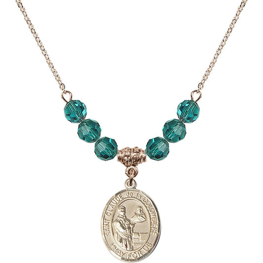 14kt Gold Filled Saint Claude de la Colombiere Birthstone Necklace with Zircon Beads - 8432