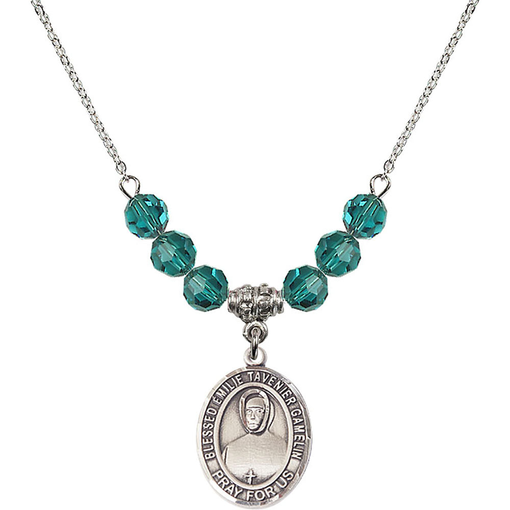 Sterling Silver Blessed Emilie Tavernier Gamelin Birthstone Necklace with Zircon Beads - 8437