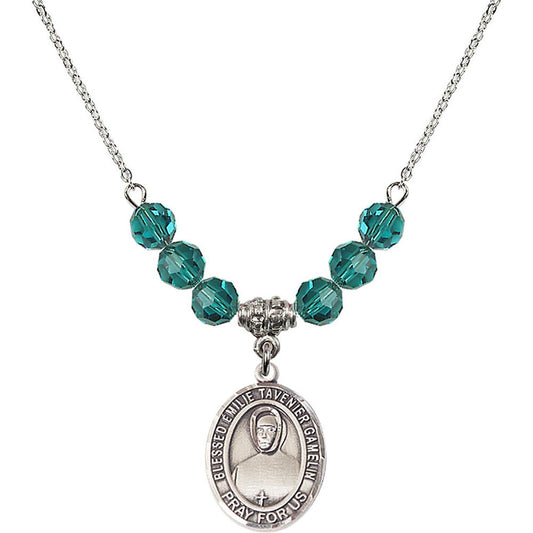 Sterling Silver Blessed Emilie Tavernier Gamelin Birthstone Necklace with Zircon Beads - 8437