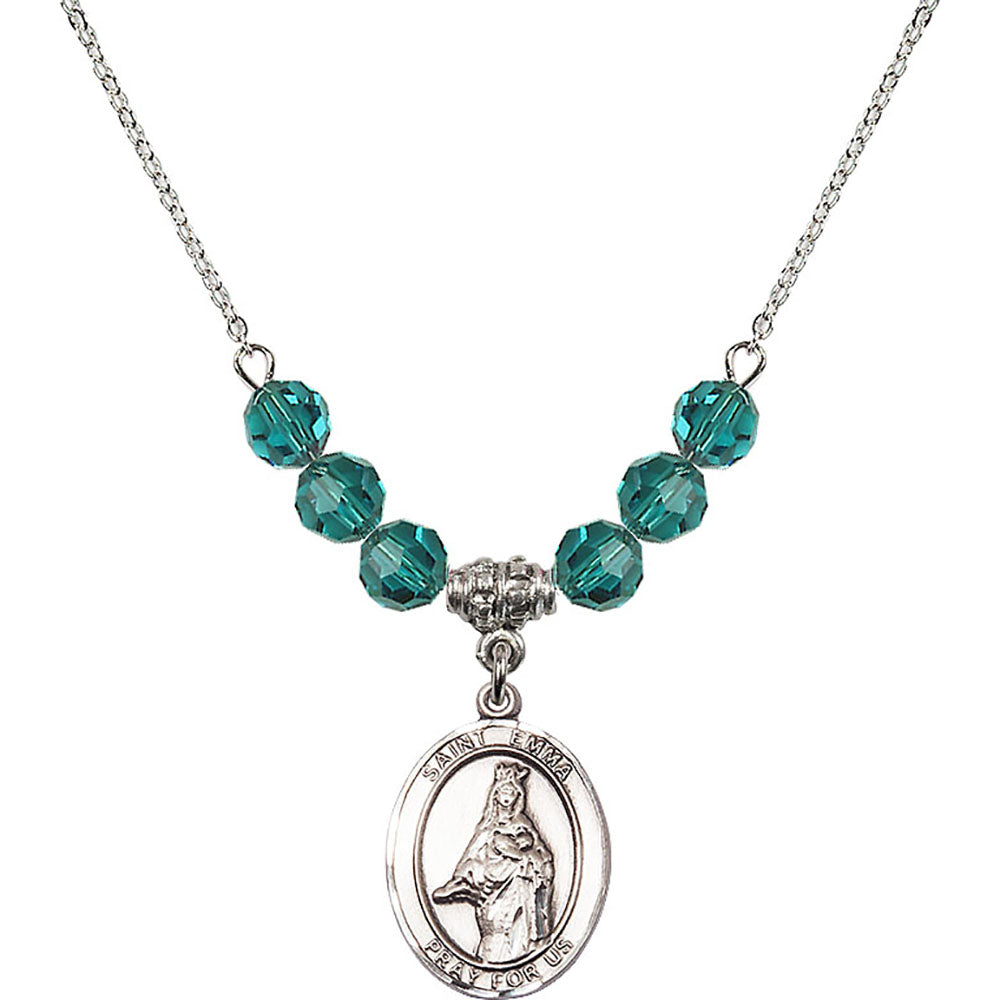 Sterling Silver Saint Emma Uffing Birthstone Necklace with Zircon Beads - 8450