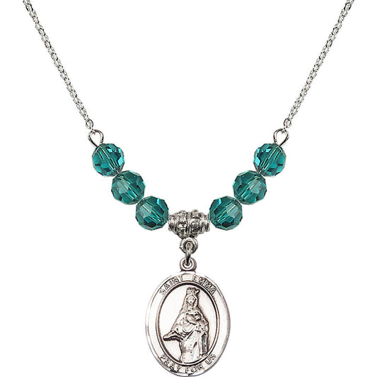 Sterling Silver Saint Emma Uffing Birthstone Necklace with Zircon Beads - 8450