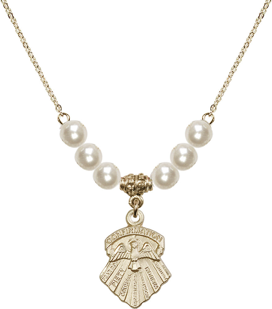 14kt Gold Filled Seven Gifts Birthstone Necklace with Faux-Pearl Beads - 0886
