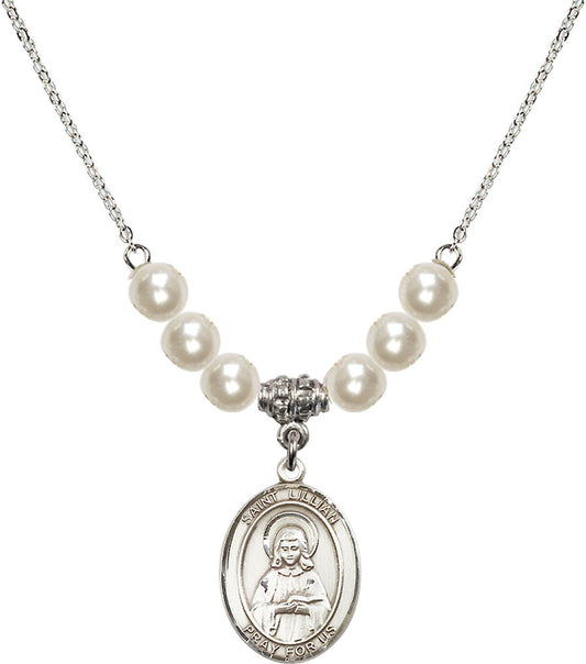 Sterling Silver Saint Lillian Birthstone Necklace with Faux-Pearl Beads - 8226