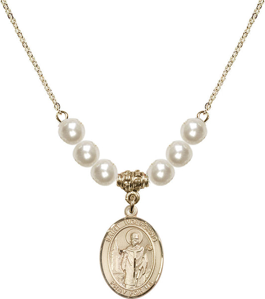 14kt Gold Filled Saint Wolfgang Birthstone Necklace with Faux-Pearl Beads - 8323