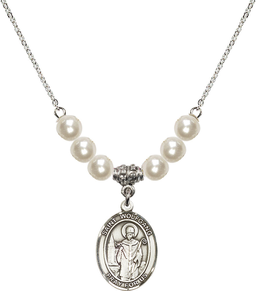 Sterling Silver Saint Wolfgang Birthstone Necklace with Faux-Pearl Beads - 8323