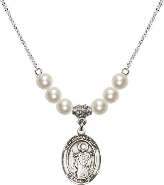 Sterling Silver Saint Wolfgang Birthstone Necklace with Faux-Pearl Beads - 8323