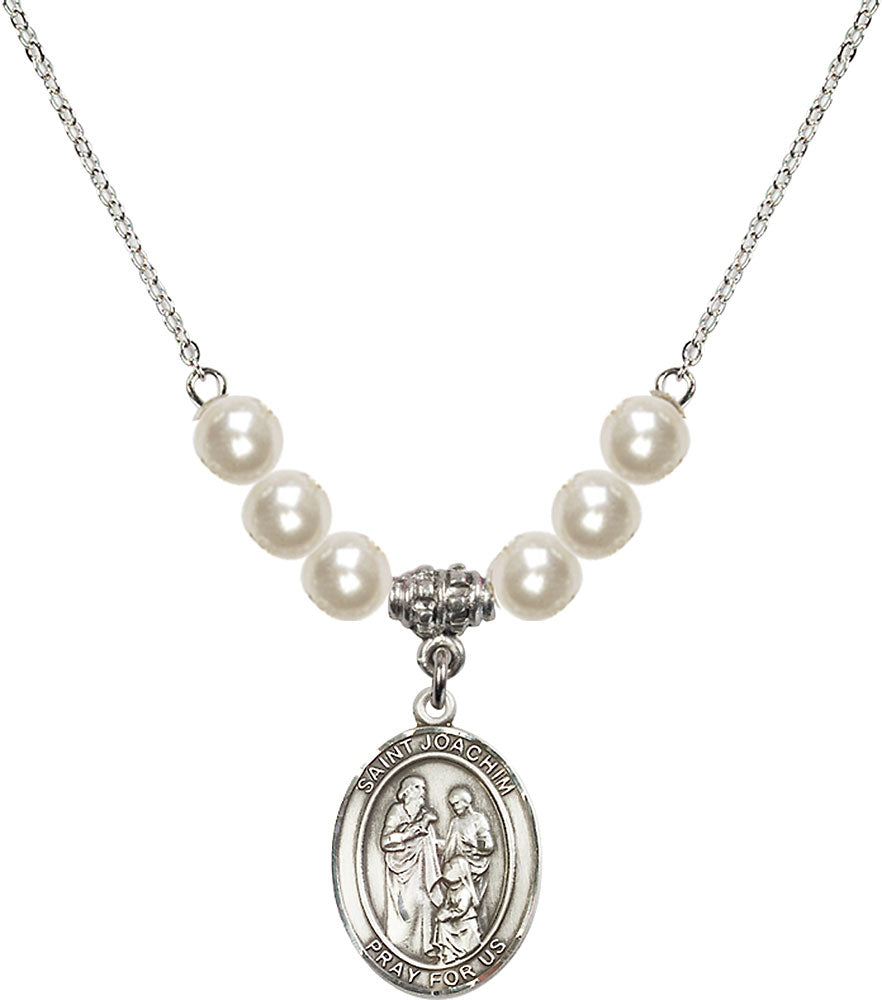 Sterling Silver Saint Joachim Birthstone Necklace with Faux-Pearl Beads - 8348