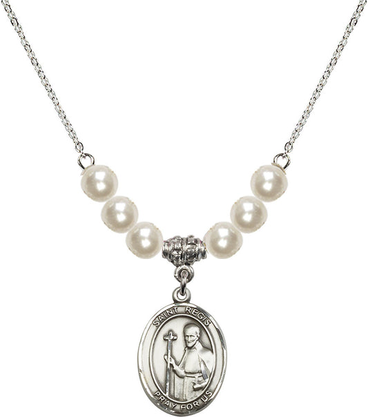 Sterling Silver Saint Regis Birthstone Necklace with Faux-Pearl Beads - 8380