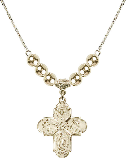 14kt Gold Filled 4-Way Birthstone Necklace with Gold Filled Beads - 0043