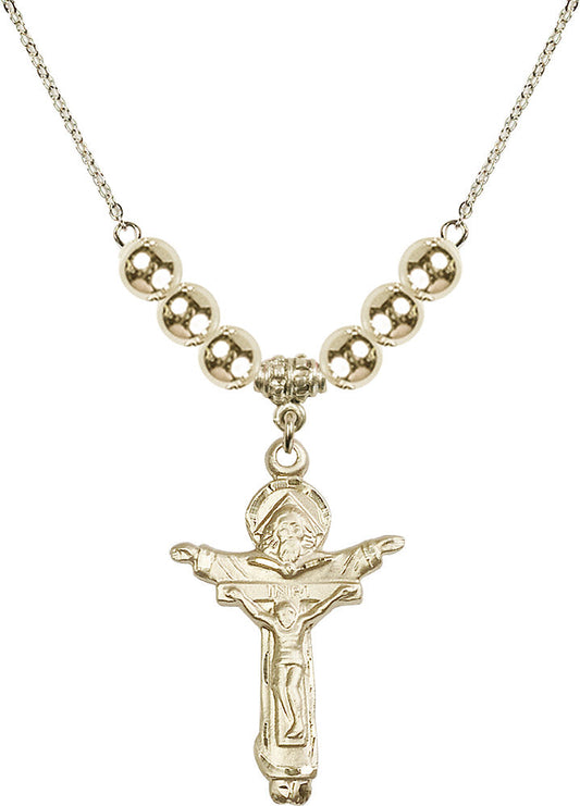 14kt Gold Filled Trinity Crucifix Birthstone Necklace with Gold Filled Beads - 0065