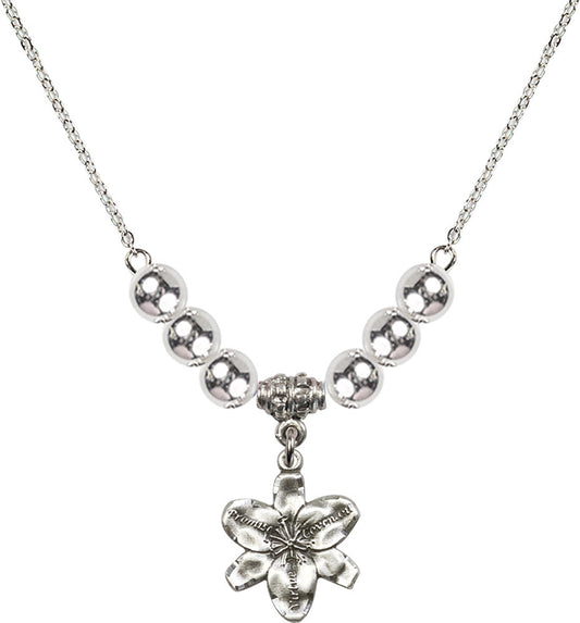 Sterling Silver Chastity Birthstone Necklace with Sterling Silver Beads - 0088