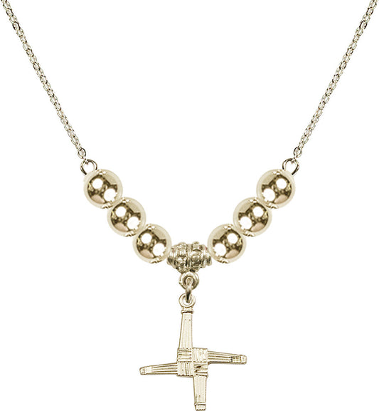 14kt Gold Filled Saint Brigid Cross Birthstone Necklace with Gold Filled Beads - 0290