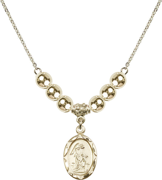 14kt Gold Filled Guardian Angel Birthstone Necklace with Gold Filled Beads - 0612