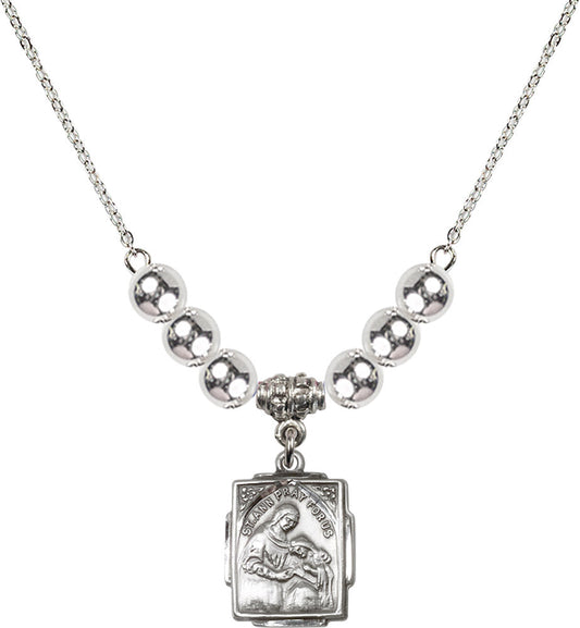 Sterling Silver Saint Ann Birthstone Necklace with Sterling Silver Beads - 0804