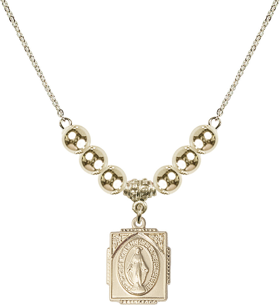 14kt Gold Filled Miraculous Birthstone Necklace with Gold Filled Beads - 0804