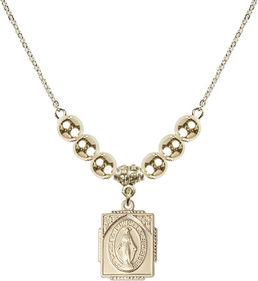 14kt Gold Filled Miraculous Birthstone Necklace with Gold Filled Beads - 0804