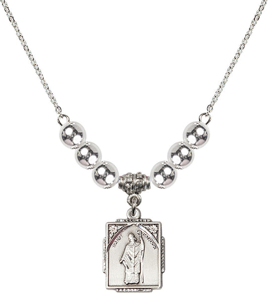 Sterling Silver Saint Patrick Birthstone Necklace with Sterling Silver Beads - 0804