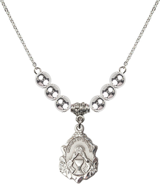 Sterling Silver Mother of a Priest Birthstone Necklace with Sterling Silver Beads - 0811