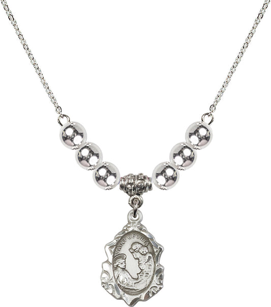 Sterling Silver Saint Cecilia Birthstone Necklace with Sterling Silver Beads - 0822
