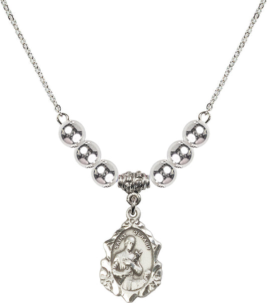 Sterling Silver Saint Gerard Birthstone Necklace with Sterling Silver Beads - 0822