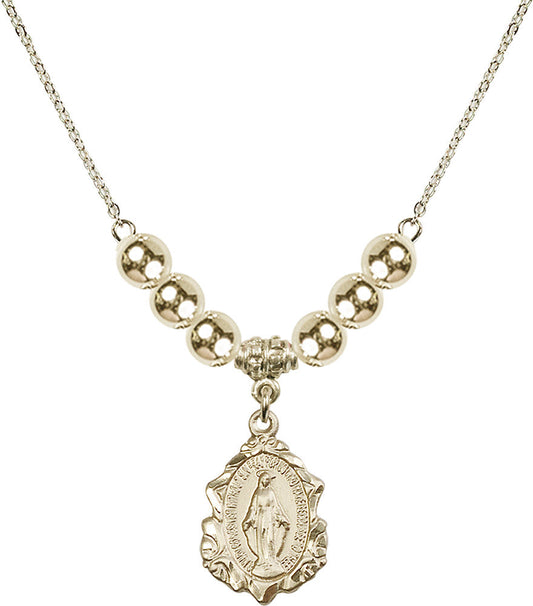 14kt Gold Filled Miraculous Birthstone Necklace with Gold Filled Beads - 0822