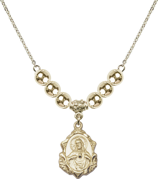 14kt Gold Filled Scapular Birthstone Necklace with Gold Filled Beads - 0822