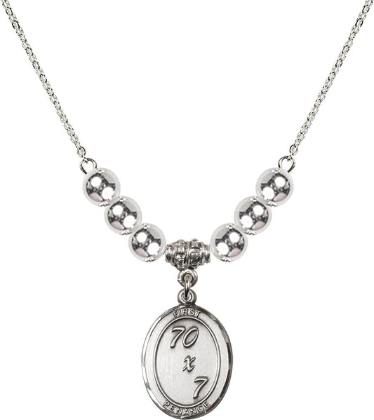 Sterling Silver First Penance Birthstone Necklace with Sterling Silver Beads - 0867