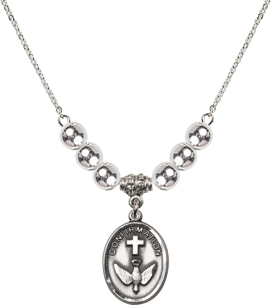 Sterling Silver Confirmation Birthstone Necklace with Sterling Silver Beads - 0873