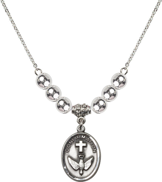 Sterling Silver Confirmation Birthstone Necklace with Sterling Silver Beads - 0873
