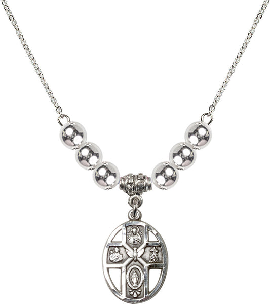 Sterling Silver 5-Way / Holy Spirit Birthstone Necklace with Sterling Silver Beads - 0880