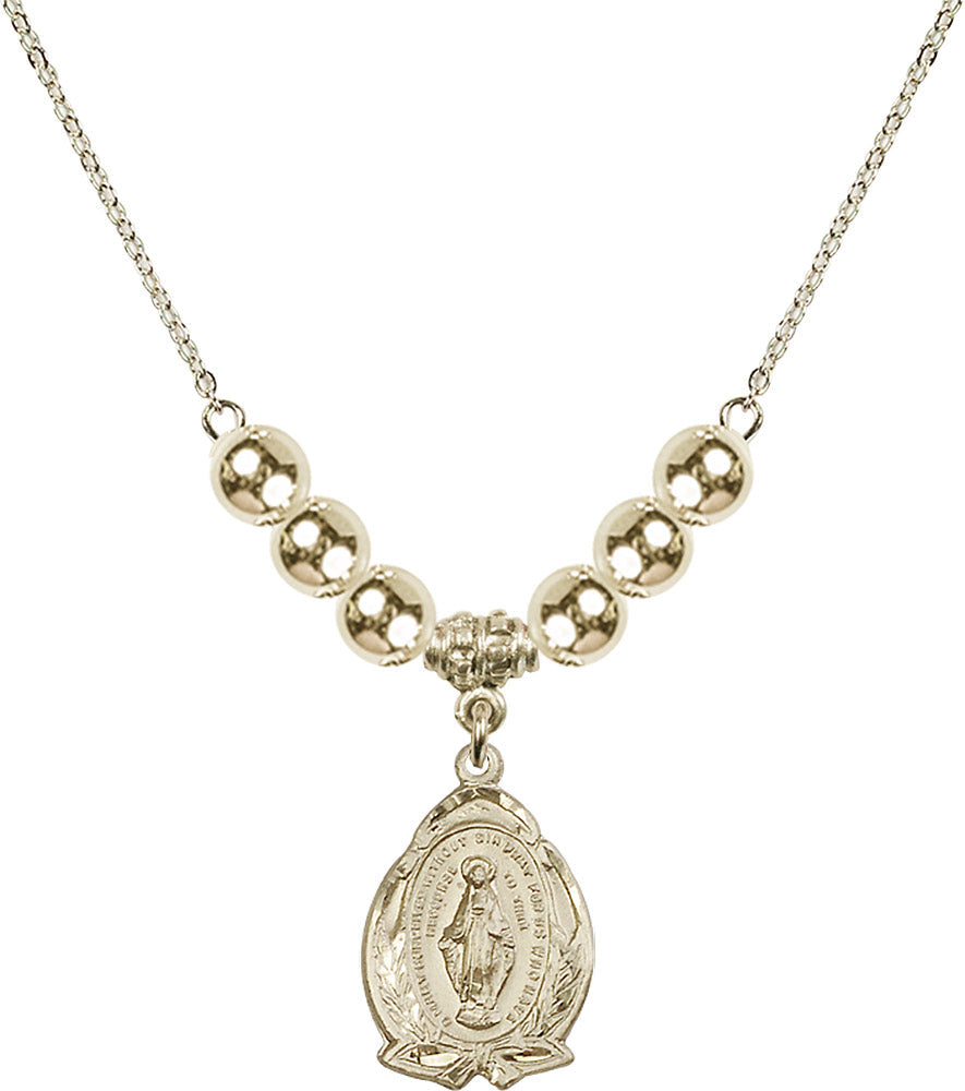 14kt Gold Filled Miraculous Birthstone Necklace with Gold Filled Beads - 1481