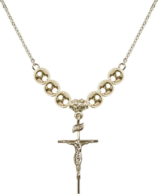 14kt Gold Filled Crucifix Birthstone Necklace with Gold Filled Beads - 1535