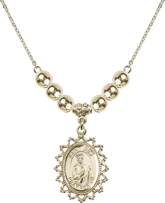 14kt Gold Filled Saint Jude Birthstone Necklace with Gold Filled Beads - 1619