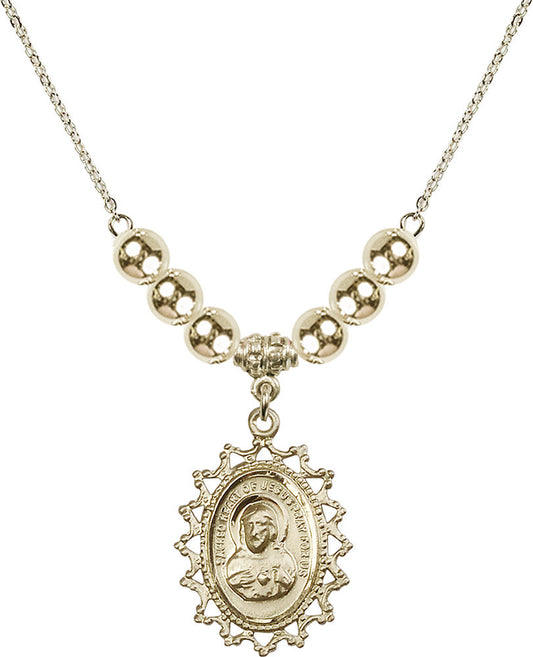 14kt Gold Filled Scapular Birthstone Necklace with Gold Filled Beads - 1619