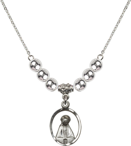 Sterling Silver Madonna Birthstone Necklace with Sterling Silver Beads - 1626